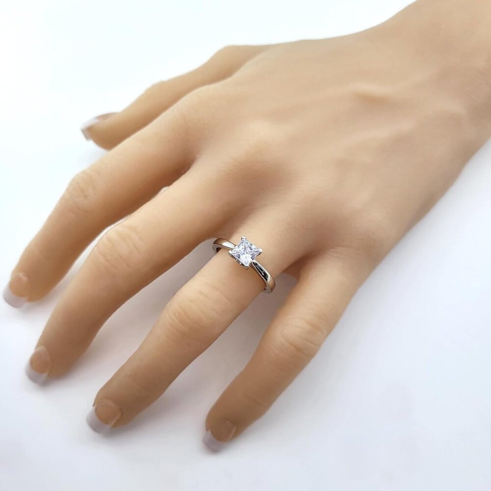 1to4ct Simulated Diamond Engagement ring Round-Princess-Cushion-Asscher Solitair - Picture 3 of 6